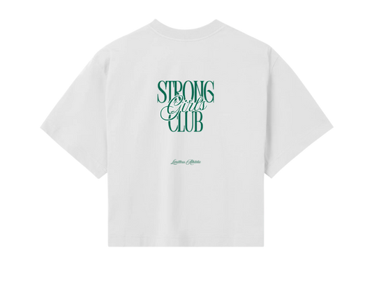 Strong Girls Club Cropped Top Off-White/Emerald Green